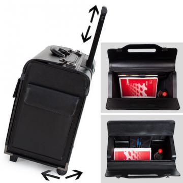 Pilot case trolley valise mallette de pilote sac à roulettes poignée noir-5