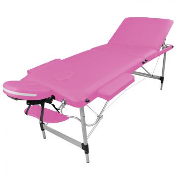 Table de massage Alu 3 zones pliante - blanche / Rose