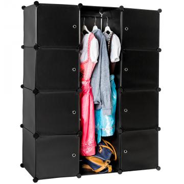 Etagères armoire penderie rangement plastique 8 casiers 1 tringle syst