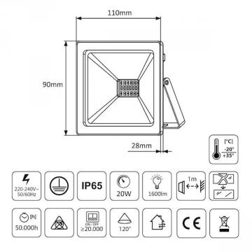 Projecteur - projecteur led - projecteur exterieur led-346-20w