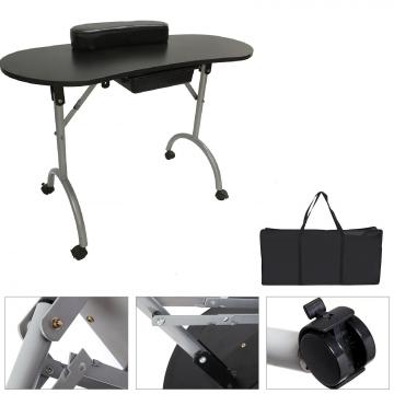 Table manucure pliante roulettes / Noir