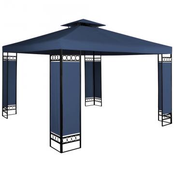 Pavillon, abris de jardin tonnelle 4×3 m Cappucino / Bleu