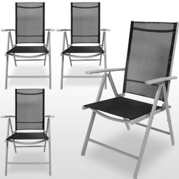 4 chaises jardin terrasse balcon camping aluminium pliante