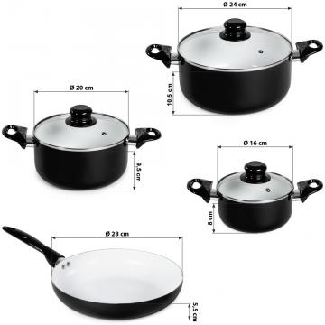 Batterie de cuisine kit casseroles poêle céramique marmites noir