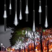 50CM Blanc 240LED météore douche pluie 8 tubes Guirlande lumières Noël