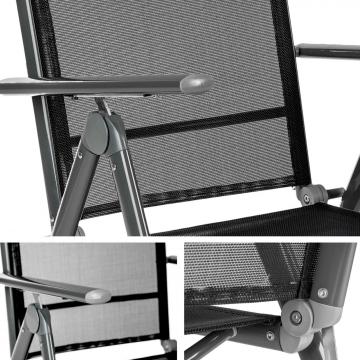 Salon Ensemble Mobilier de Jardin alu+verre,  6+1 - Gris / Gris foncé
