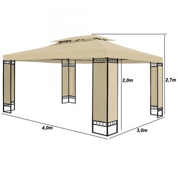 Tonnelle tente jardin metal pavillon barnum réception 3x4m / Marron