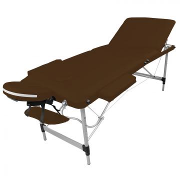 Table de massage Alu 3 zones pliante - blanche / Marron foncé
