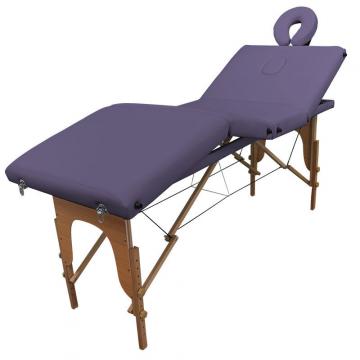 Table de massage Bois - 4 zones - pliante / Violet
