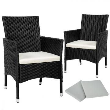 Chaise fauteuil de jardin siège - poly rotin résine tressée terrasse NOIR