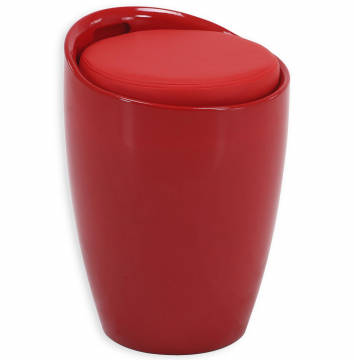 Tabouret panier, rangement / Noir + Rouge