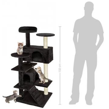 Arbre à chat griffoir grattoir avec 2 grottes * 132cm / Noir