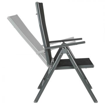 Salon Ensemble Mobilier de Jardin alu+verre,  6+1 - Gris / Gris foncé