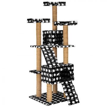 Arbre à chat griffoir grattoir jouet geant 2 grottes 169cm pour chats / Noir/Blanc