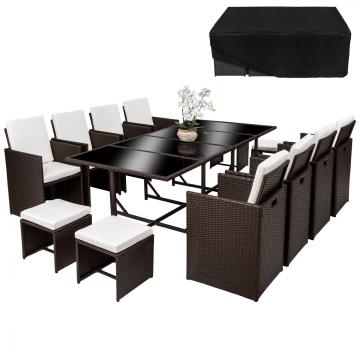 Meubles en rotin noir 8 chaises + 4 tabourets + 1 Table(copie) / Antique