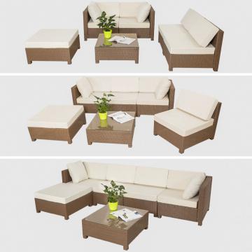 Ensemble Salon de jardin Résine Tressée Poly Rotin Aluminium noir / Brun