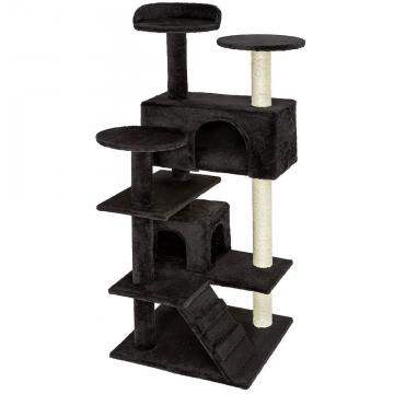 Arbre à chat griffoir grattoir avec 2 grottes * 132cm / Noir