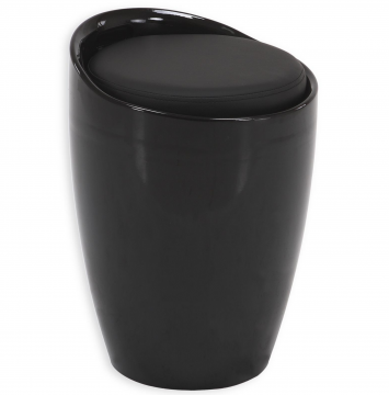 Tabouret panier, rangement / Noir + Noir