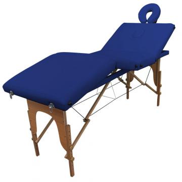 Table de massage Bois - 4 zones - pliante / Bleu azur