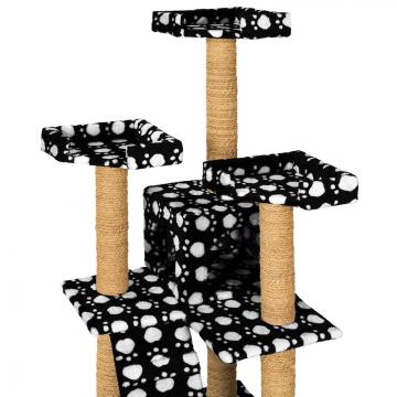 Arbre à chat griffoir grattoir jouet geant 2 grottes 169cm pour chats / Noir/Blanc