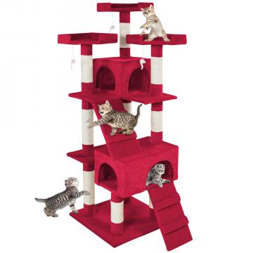 Arbre à chat 170 cm - Griffoir, Grattoir, Tronc + 4 Souris / Bordeaux