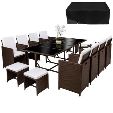 Meubles en rotin noir 8 chaises + 4 tabourets + 1 Table(copie) / Mixed-marron