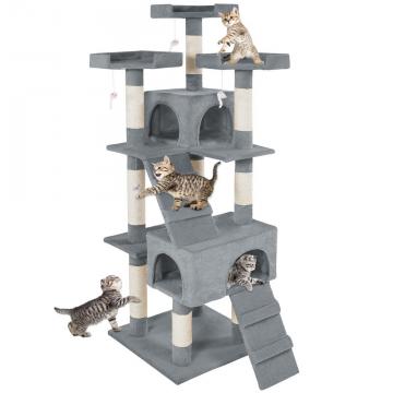 Arbre à chat 170 cm - Griffoir, Grattoir, Tronc + 4 Souris / Gris