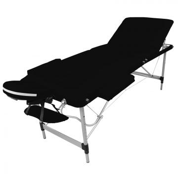 Table de massage Alu 3 zones pliante - blanche / Noir