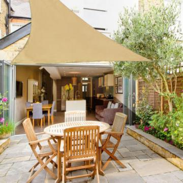 Voile d'ombrage de soleil Jardin Patio Fête l'écran Solaire 98% résiste aux U / Sable - 5 x 5 x 5m - Triangle