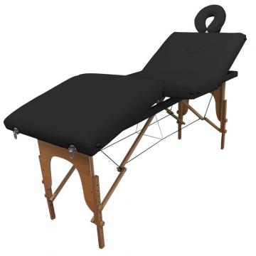 Table de massage Bois - 4 zones - pliante / Noir