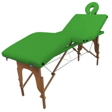 Table de massage Bois - 4 zones - pliante / Vert