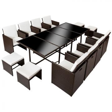 Meubles en rotin noir 8 chaises + 4 tabourets + 1 Table(copie) / Antique