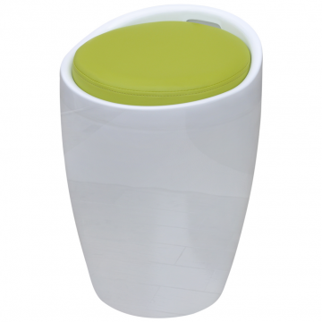 Tabouret panier, rangement / Blanc + Vert Pomme