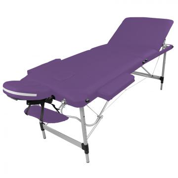 Table de massage Alu 3 zones pliante - blanche / Violet