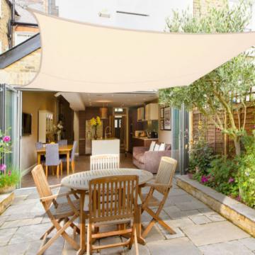 Voile d'ombrage de soleil Jardin Patio Fête l'écran Solaire 98% résiste aux U / Crème - 5x4m - Rectangle