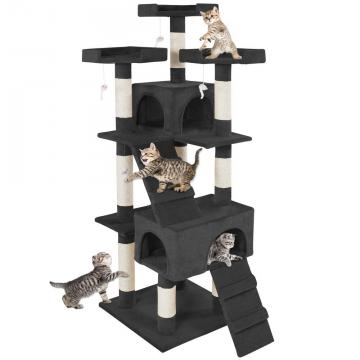 Arbre à chat 170 cm - Griffoir, Grattoir, Tronc + 4 Souris / Noir