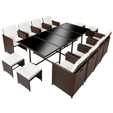 Meubles en rotin noir 8 chaises + 4 tabourets + 1 Table(copie) / Mixed-marron