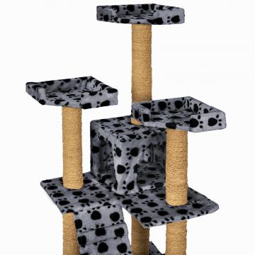 Arbre à chat griffoir grattoir jouet geant 2 grottes 169cm pour chats / Gris/Noir