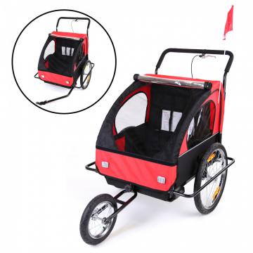 CONVERTIBLE JOGGER REMORQUE VELO 2EN1 JUSQU'A 2 ENFANTS AMORTISSEUR / Rouge/Noir - Black Frame