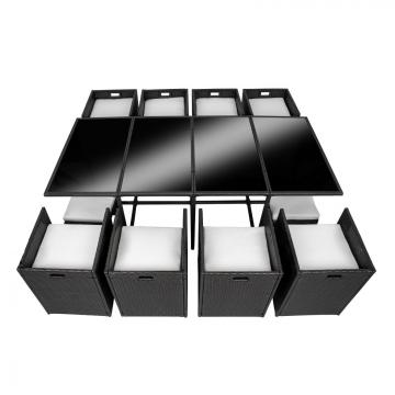 Meubles en rotin noir 8 chaises + 4 tabourets + 1 Table(copie) / Mixed-marron
