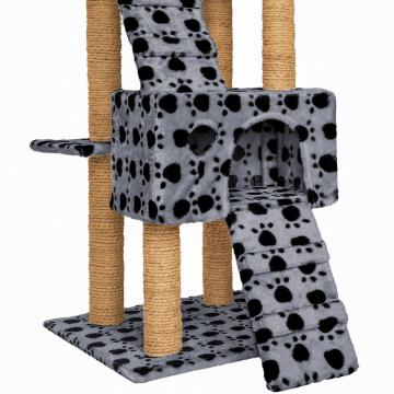 Arbre à chat griffoir grattoir jouet geant 2 grottes 169cm pour chats / Gris/Noir