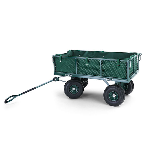 Grand chariot de jardin robuste 4 roues en métal 300 kg 
