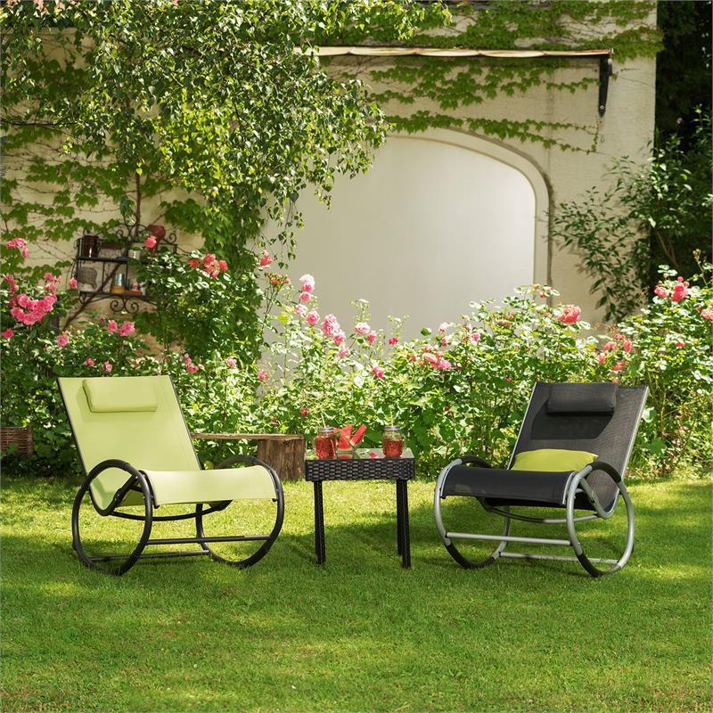 Blumfeldt Westwood Rocking Chair - Chaise à Bascule Et Chaise Longue Ergonomique 164x83x65cm, Bleu Foncé