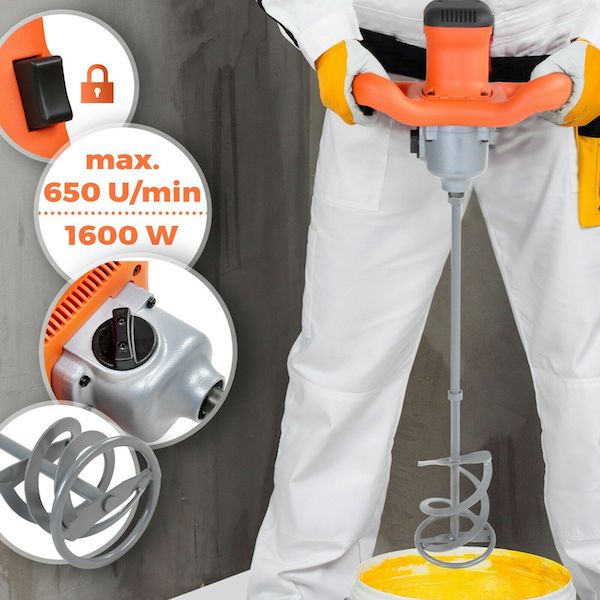 Mélangeur Malaxeur électrique 1200W pour béton plâtre colle enduit