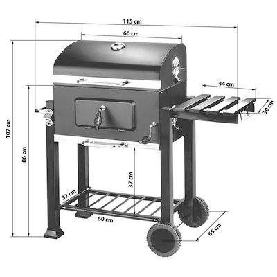 GARDENSTAR Barbecue charbon de bois demi tonneau en acier 102x81x62 cm pas  cher 